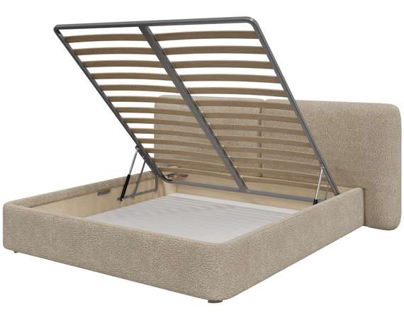 Кровать двуспальная Hub Soft 180 см (молочный, букле)