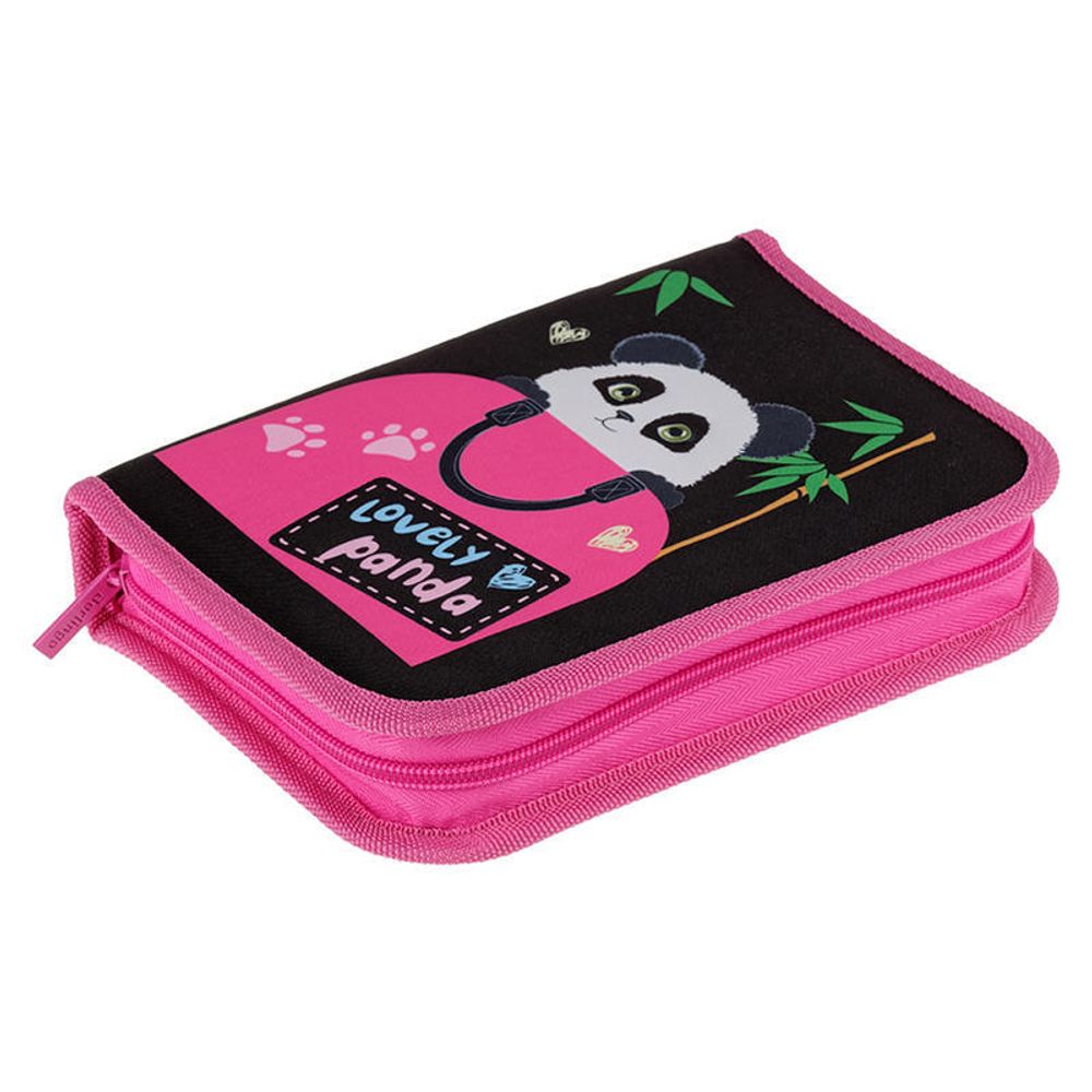 Пенал 1 отделение 200*140*40 Berlingo Lovely panda, откидная планка, полиэстер