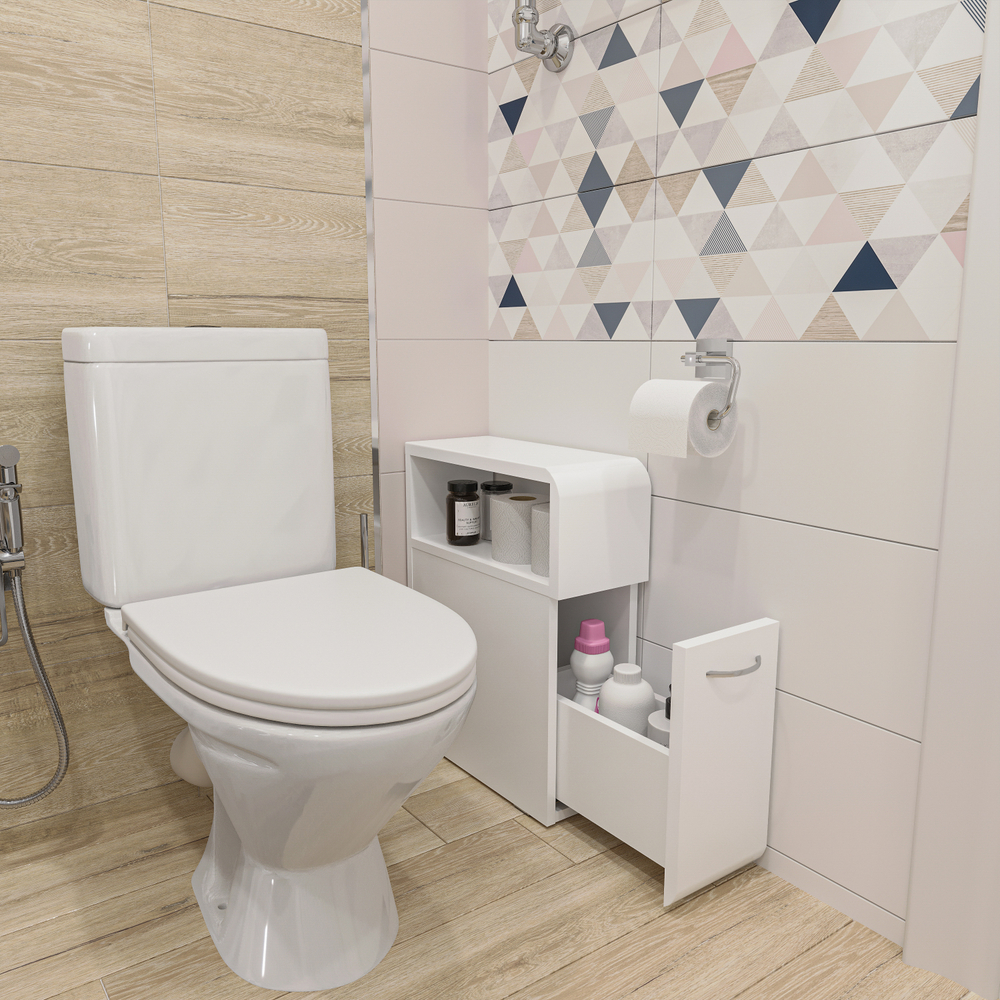 Тумба в туалет DIWO Суздаль 19x55x43 с открытой полкой, белая