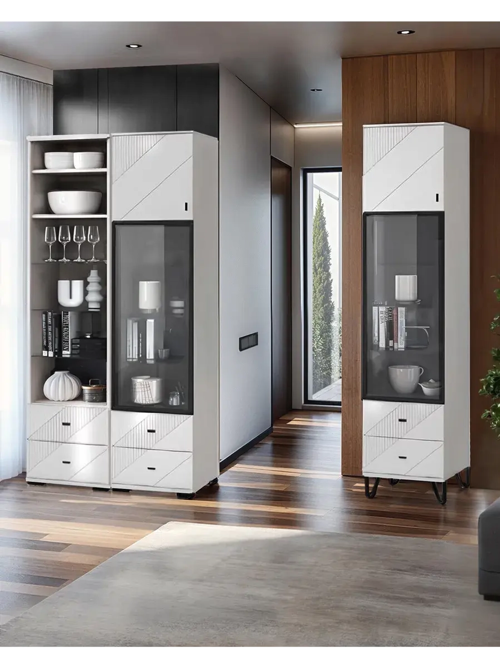 Модульная стенка со шкафом Кашемир 270х45х199