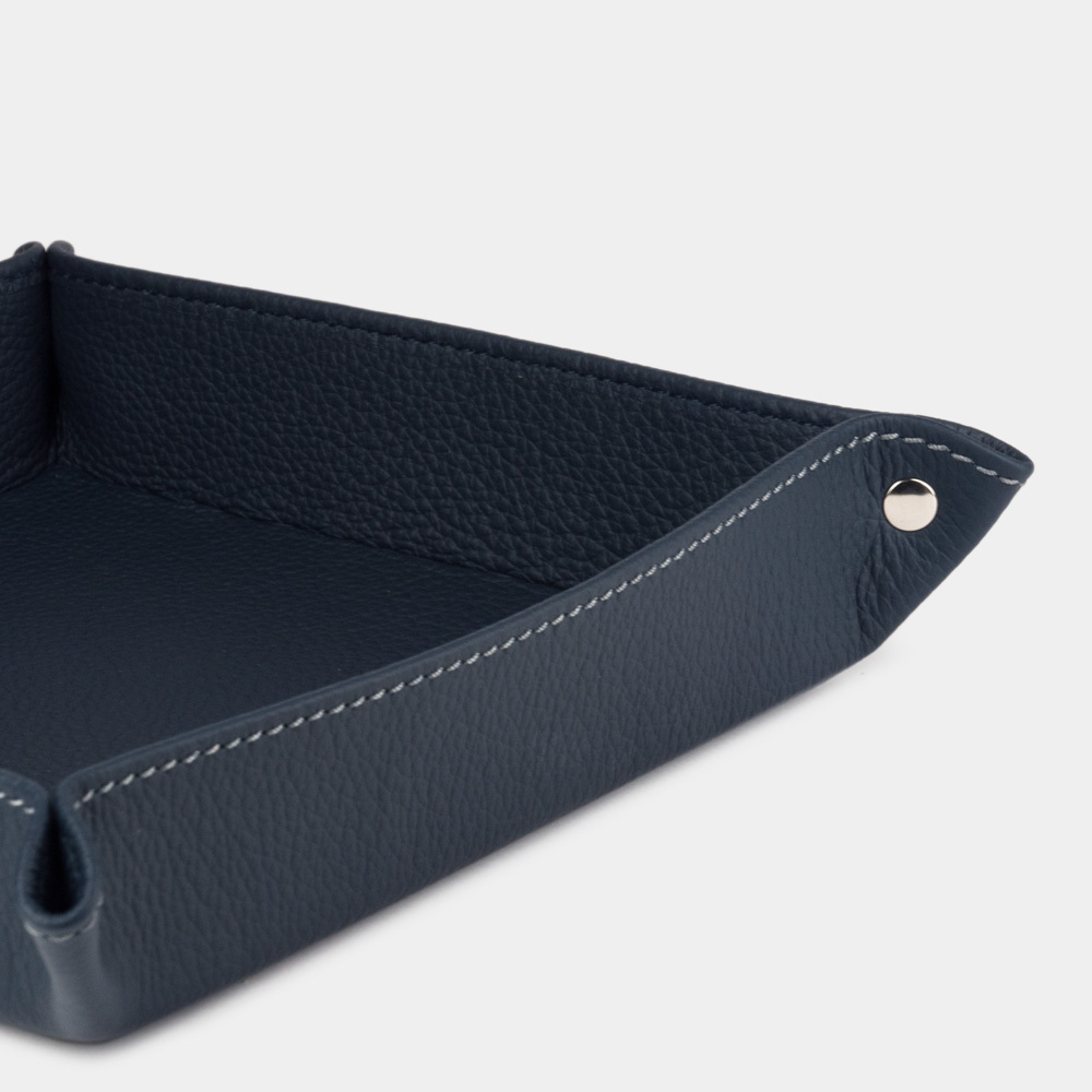 Лоток для мелочей из натуральной кожи теленка, синего цвета