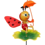 Фигура на спице «Божья коровка с зонтиком» 60 см (фигура 12*10 см) для отпугивания птиц, микс