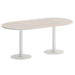 Onix Direct Стол овальный O.SPRG-3 Денвер Светлый/Металл Белый 1800*900*750