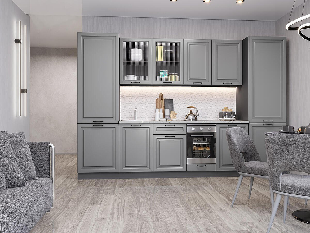 Прямая модульная кухня Ницца Royal-01 Magnum - Graphite 2140*3150*600