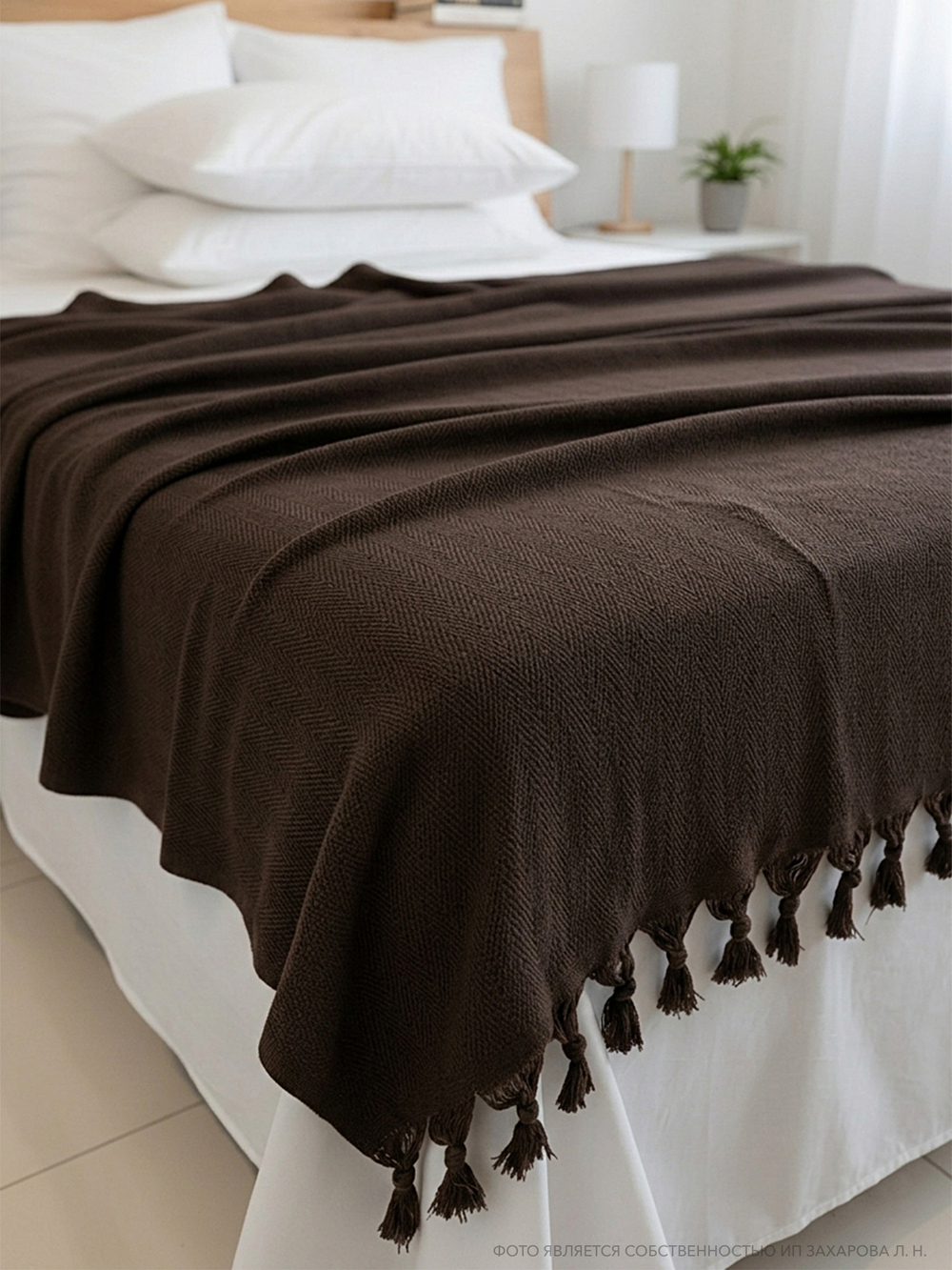 Плед-покрывало из хлопка Berlino, цвет Коричневый