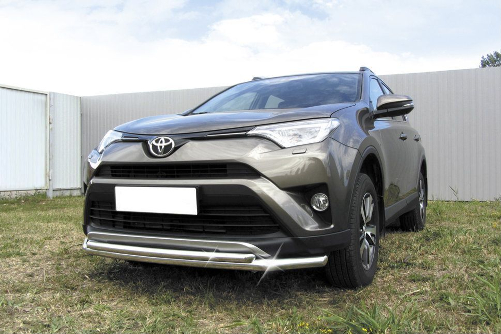 Защита переднего бампера (нержавейка) Toyota Rav-4 (2015-2019) d57+d42
