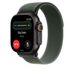 Браслет Apple Trail Loop, зелёный с чёрной пряжкой, для Apple Watch 44, 45, 46 мм, Ultra и Ultra 2 (дизайн 2024), S/M