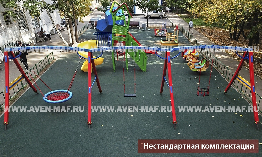 Качели маятниковые К-31/3 с цепными подвесами Гнездо и Тип-2