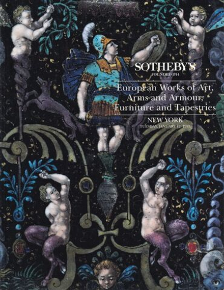 Каталог аукциона Sotheby’s, Нью-Йорк, Европейское декоративно-прикладное искусство, оружие и доспехи, мебель и гобелены от 12 января 1993 года