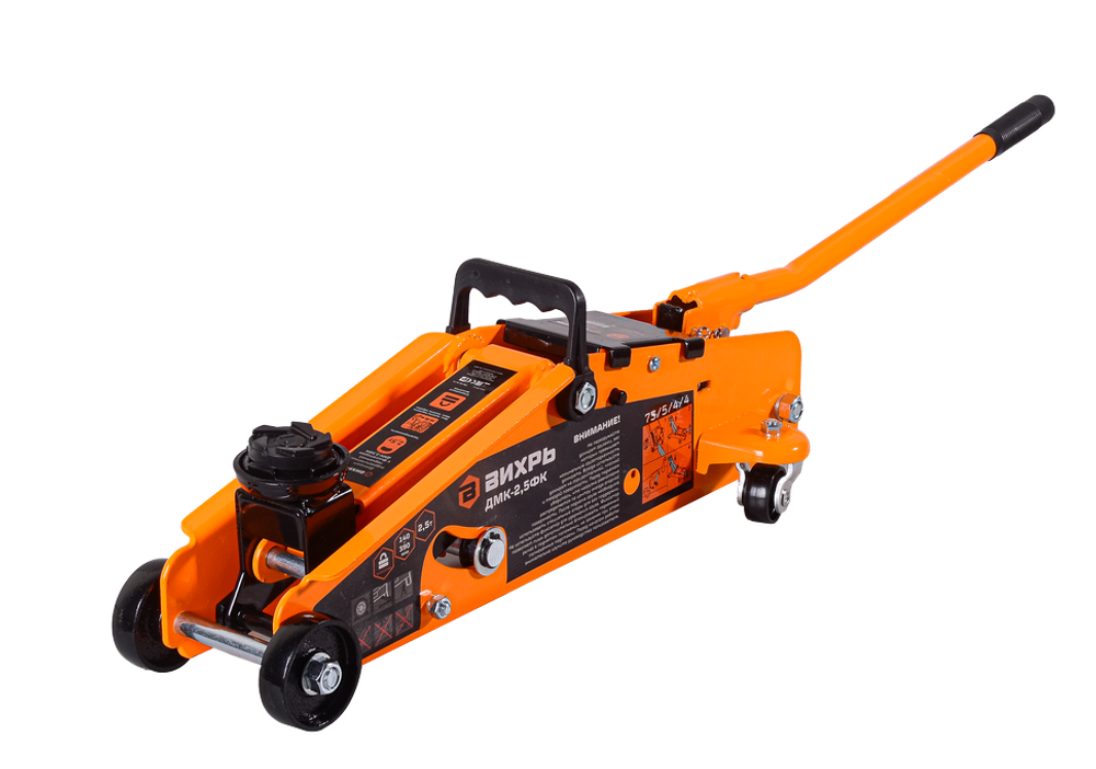 Домкрат гидравлический подкатной ДМК-2,5ФК (2,5 т, 140-390 мм, с фиксатором, в кейсе) Вихрь