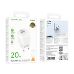 Сетевой адаптер питания BOROFONE BA93A PD 20W QC 3.0 + кабель Lighting-Type-C (белый)