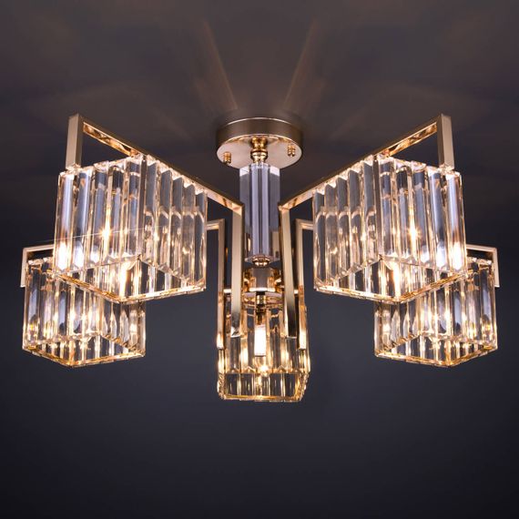 Потолочная люстра Eurosvet April 10126/5 золото/прозрачный хрусталь Strotskis Smart