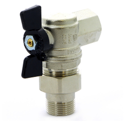 Кран BUGATTI с разъемным соединением угловой НВ 3/4" бабочка OREGON серия 594, полный проход