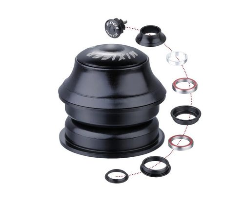 Рулевая колонка MIXIEER, 1-1/8"-1.5", безрезьбовая, ZS 44/28.6  ZS 44/30, подшипники 41 x 45°x 45°, с якорем, высота 21мм, черная (50/100)