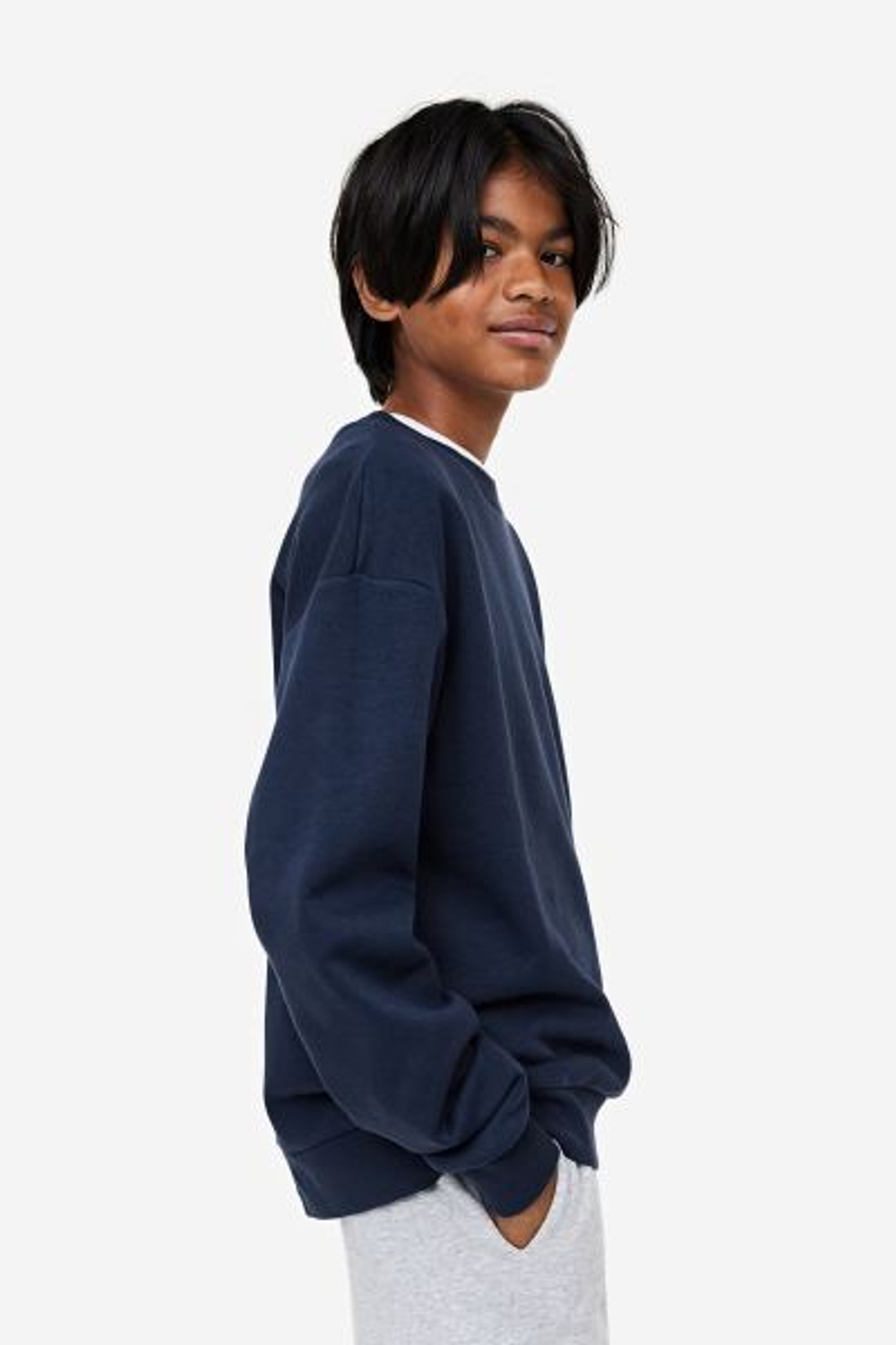 H&M Набор из трех толстовок с длинными рукавами, темно-синий