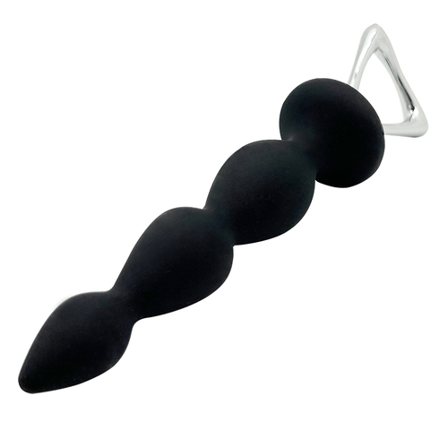Черная анальная цепочка 20,1см Adrien Lastic Silicone Anal Plug Metal Handle Arrow II Size M