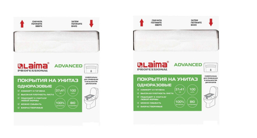 Покрытия на унитаз 100 шт 1/4 сложения 37х42 КЛАССИК белые / 128813