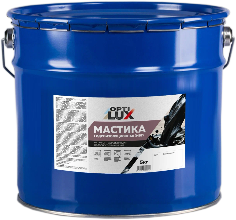 OPTILUX Мастика Битумная Гидроизоляционная МБГ 5кг (ИжСинтез)