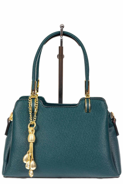 Женская сумка-трапеция из искусственной кожи с подвеской, цвет сине-зеленый
