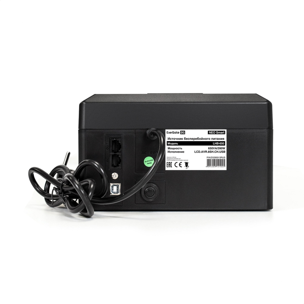 Источник бесперебойного питания  Exegate NEO Smart LHB-650.LCD.AVR.8SH.CH.RJ.USB