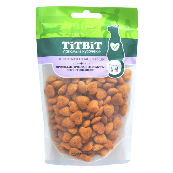 Лакомство TiTBiT Профилактическое лакомство Dent с говядиной для кошек (Жевательные снеки)