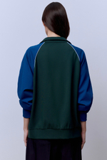 Толстовка на молнии с кантом изумрудный-синий