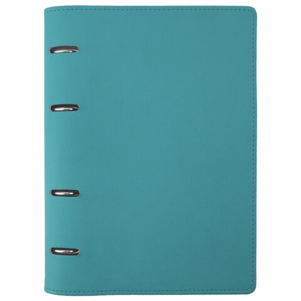 Тетрадь на кольцах А5 180х220мм, 120л, под кожу, BRAUBERG Joy, бирюзовый/серо-голубой, 129993