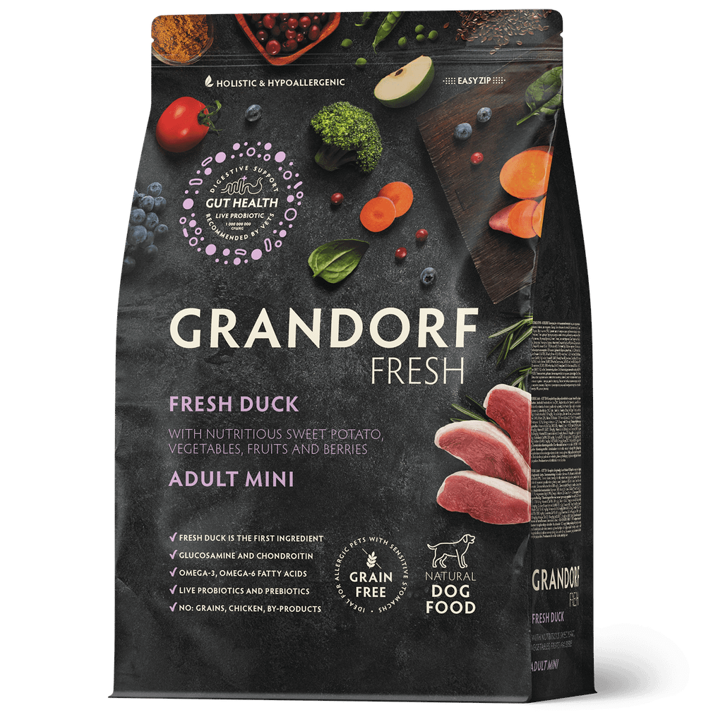 Сухой корм GRANDORF FRESH DOG Duck MINI утка с бататом для собак мелких пород, для особо аллергичных собак 1кг