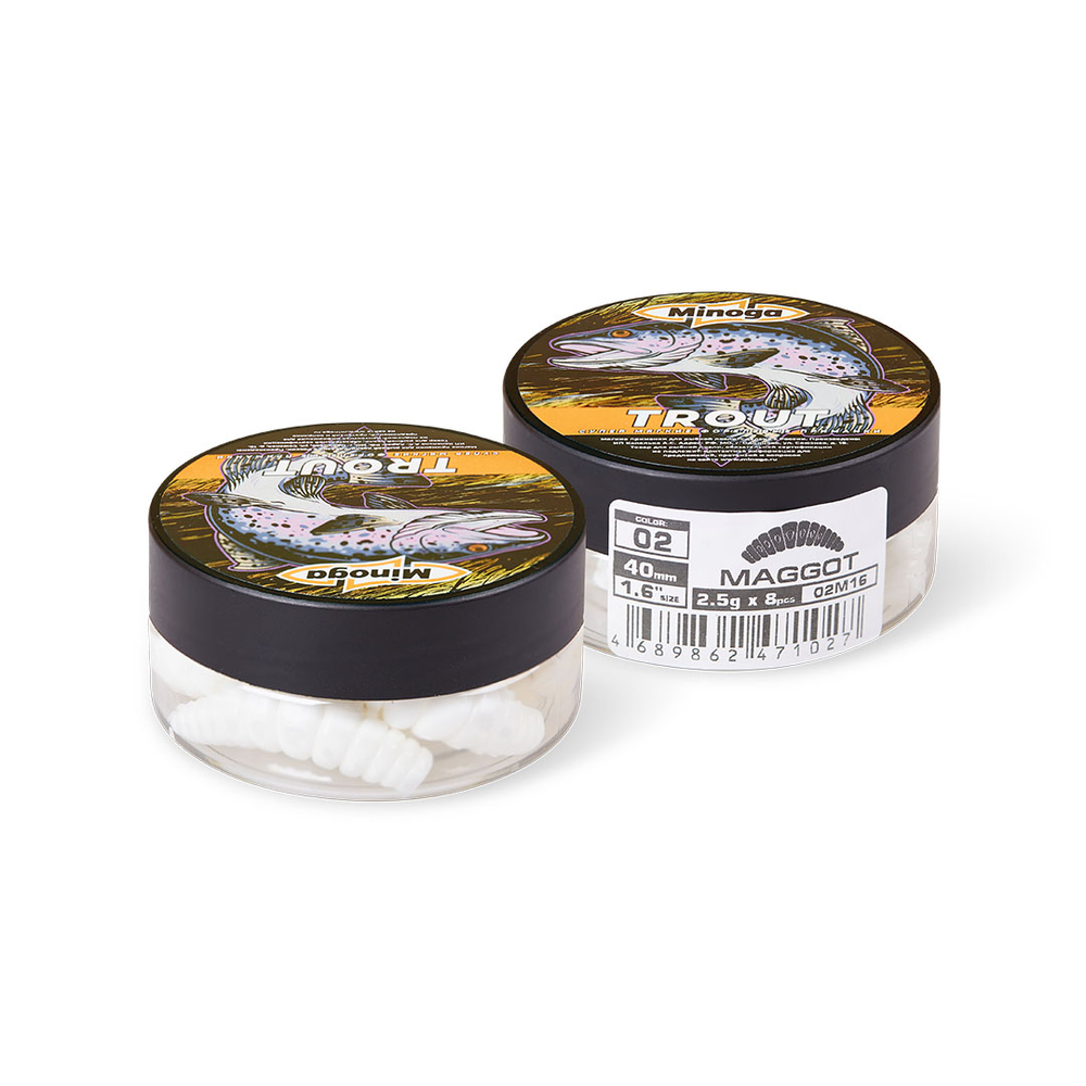 Форелевая приманка "Minoga" MAGGOT 1,6"(8шт) 40мм, 2,5гр, цвет 02