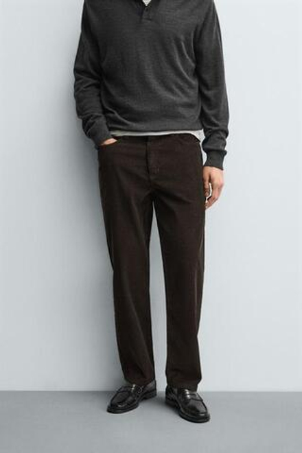 ZARA ВЕЛЬВЕТОВЫЕ БРЮКИ REGULAR FITНЕВЫЙ, КОРИЧНЕВЫЙ