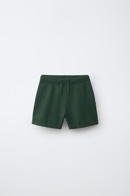 ZARA ТРИКОТАЖНЫЕ ШОРТЫ, ТЕМНО-ЗЕЛЕНЫЙ