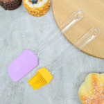 Набор кухонных принадлежностей силиконовый с акриловыми ручками: лопатка+кисточка, 24*5см/21*4см, NN