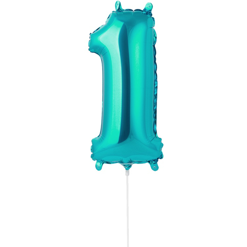 Шар фольгированный Цифра 1 40 см (Бирюзовый)