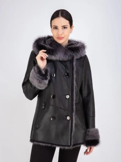 Дубленка женская зима натуральная с капюшоном тоскана Турция