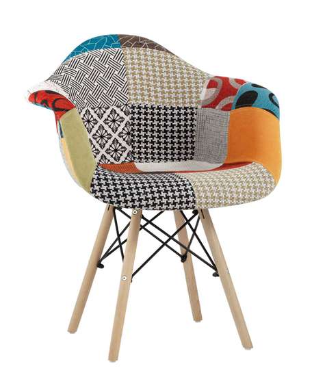 Eames DSW обивка тканевая в стиле пэчворк, ножки из массива бука