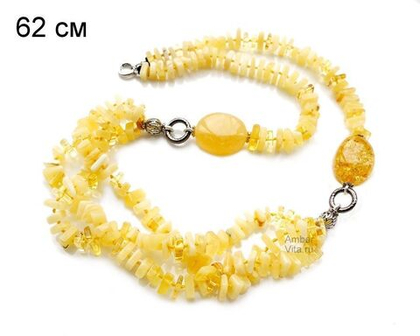 Cтильные бусы из янтаря в несколько рядов (5320)