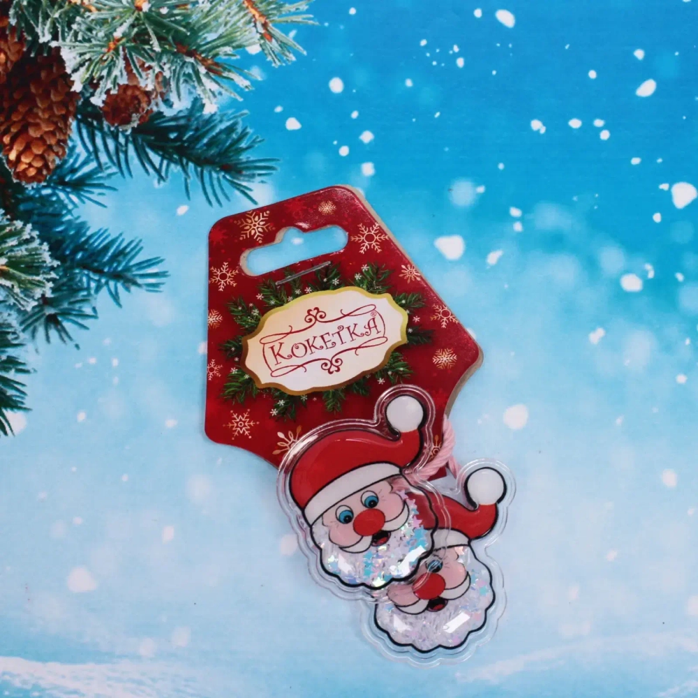 Резинки для волос детские 2 шт «Little surprise - Озорной Дед Мороз», d-5 см (хедер НГ Кокетка)