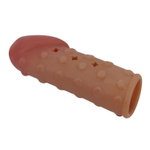 Телесная открытая насадка на пенис с бугорками - 19,8 см. (Цвет: телесный)