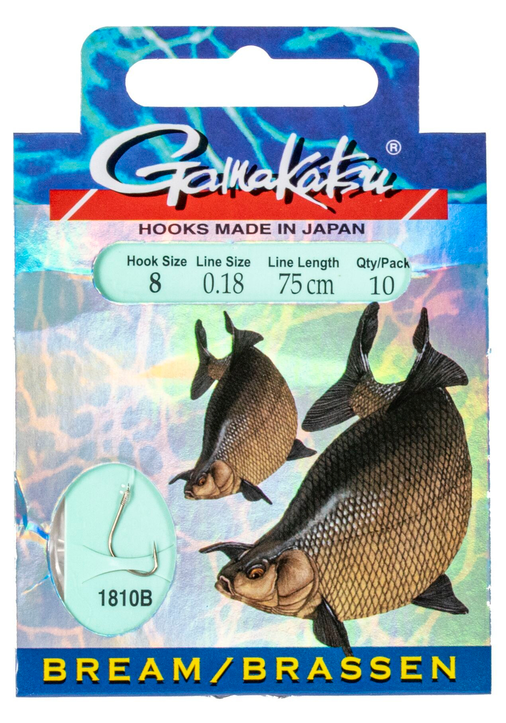 Крючки с поводком Gamakatsu Booklet BR. FEEDER 1810B разм. 08-0.18мм 75см 10шт.