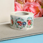 Наклейки в рулоне "Рождественские Венки", 500 шт, 3,8 х 3,8 см