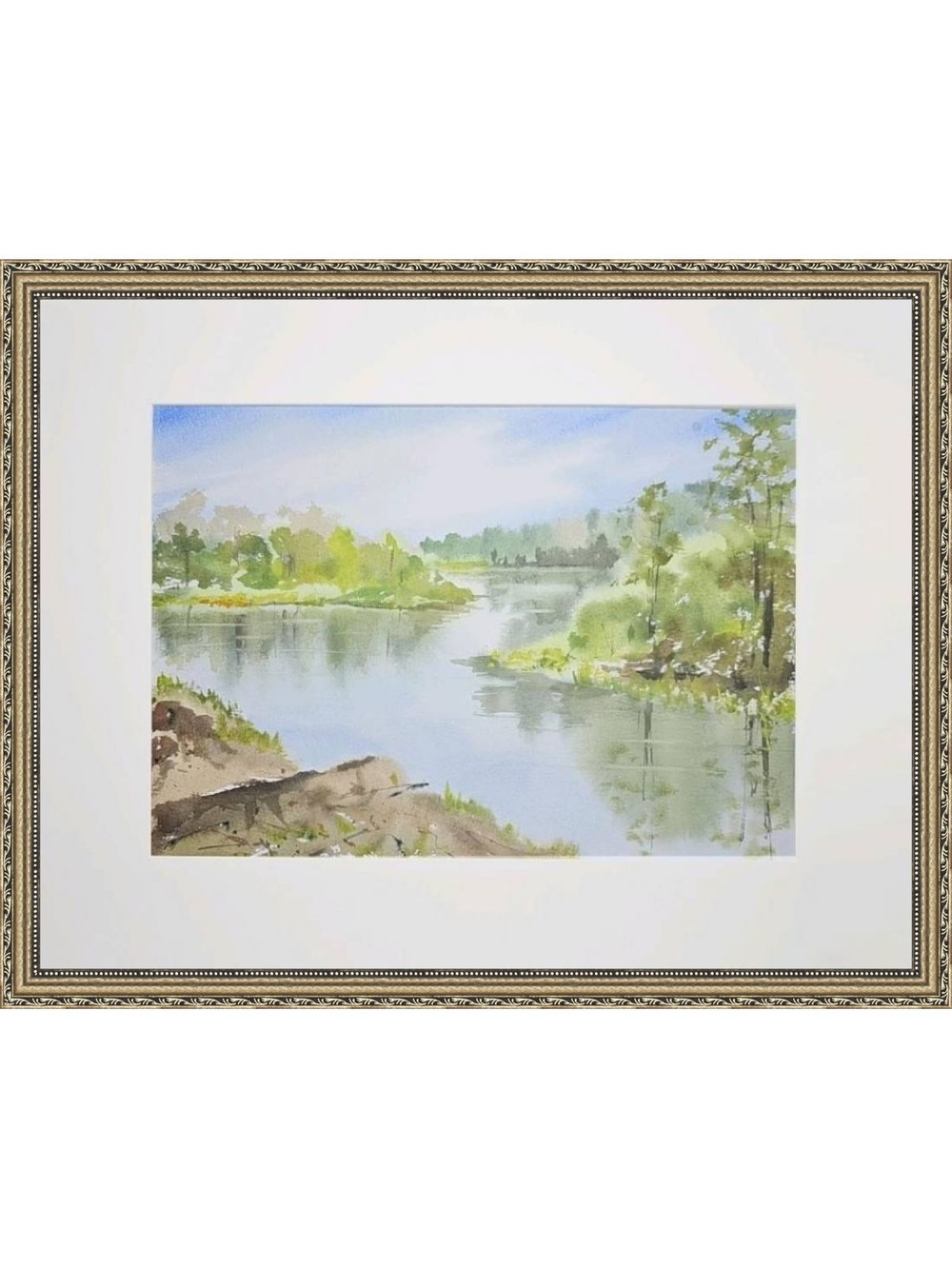 Картина авторская акварельная в паспарту 30х40 см на стену для интерьера "Майская Желча"