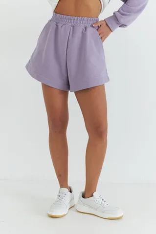 Шорты укороченные в цвете пыльная сирень