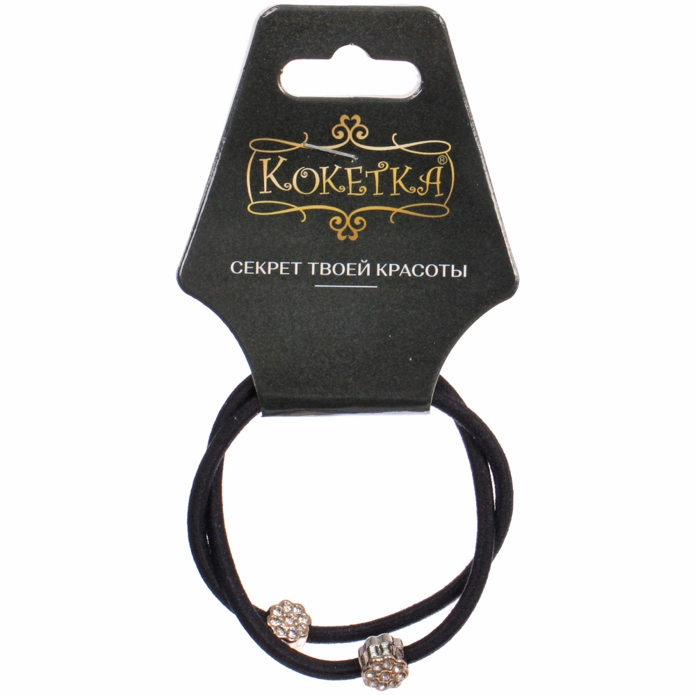 Резинка для волос в наборе 2шт «DesignPRO», цветочки, цвет черный / золото, d-5.5см