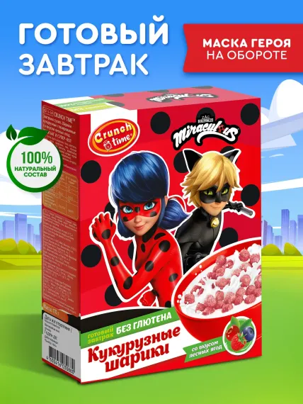 Сухой завтрак лесные ягоды Сладкая сказка CRUNCH TIME ЛЕДИ БАГ И СУПЕР-КОТ 170г
