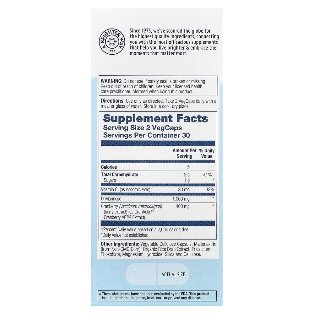 Solaray, CranActin®, D-манноза, 60 капсул VegCap