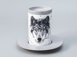 Бокал с блюдцем Тотем в подарочной упаковке, рисунок Волк, арт. 81.28374.00.1
