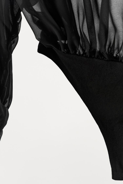 ZARA ПОЛУПРОЗРАЧНОЕ БОДИ С ДЛИННЫМИ РУКАВАМИ, ЧЕРНЫЙ