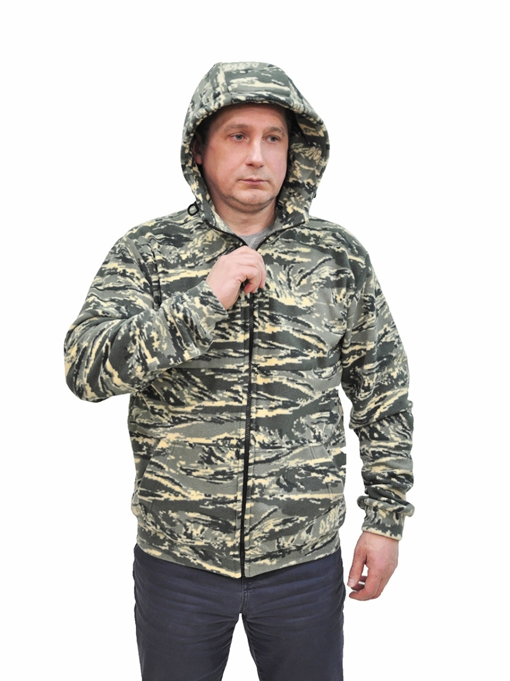 Куртка мужская толстовка военная с карманами прямого кроя
