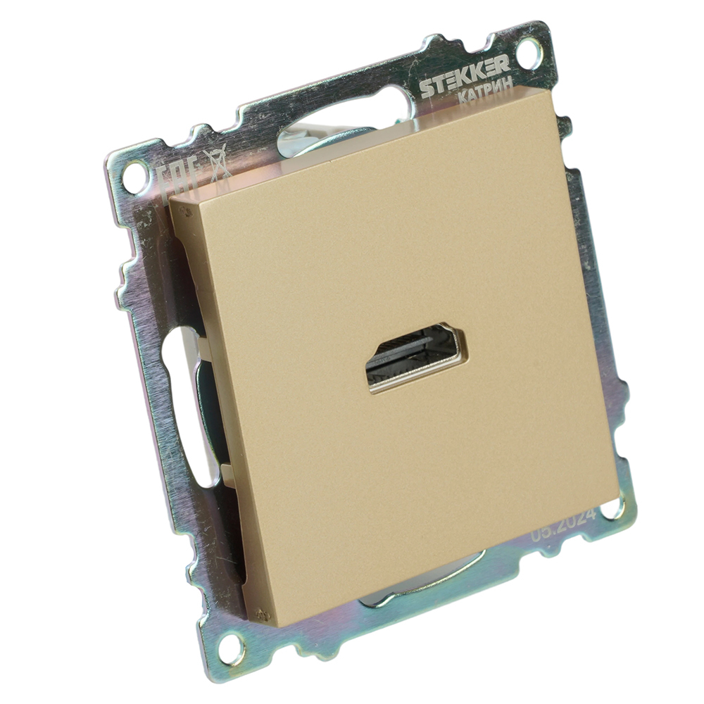 Розетка HDMI 2.1, Type A (механизм), STEKKER, GLS00-7118-08, серия Катрин, золото 50060