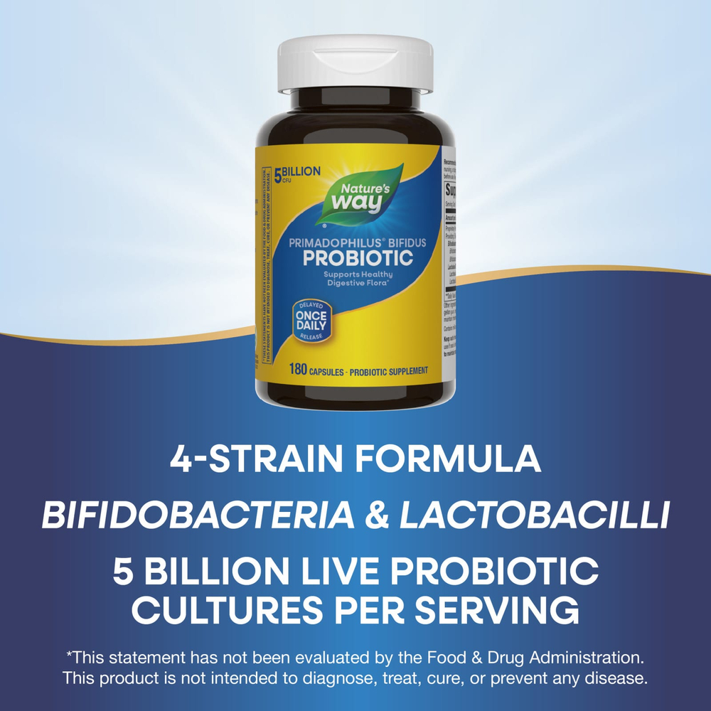 Nature's Way, Primadophilus®, бифидобактерии, пробиотик, 5 млрд КОЕ, 180 капсул